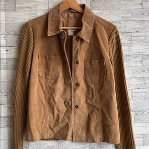 Brown Suede jacket Leather Ribbed sweater Sleeves coat Y2K A.M.I women’s large